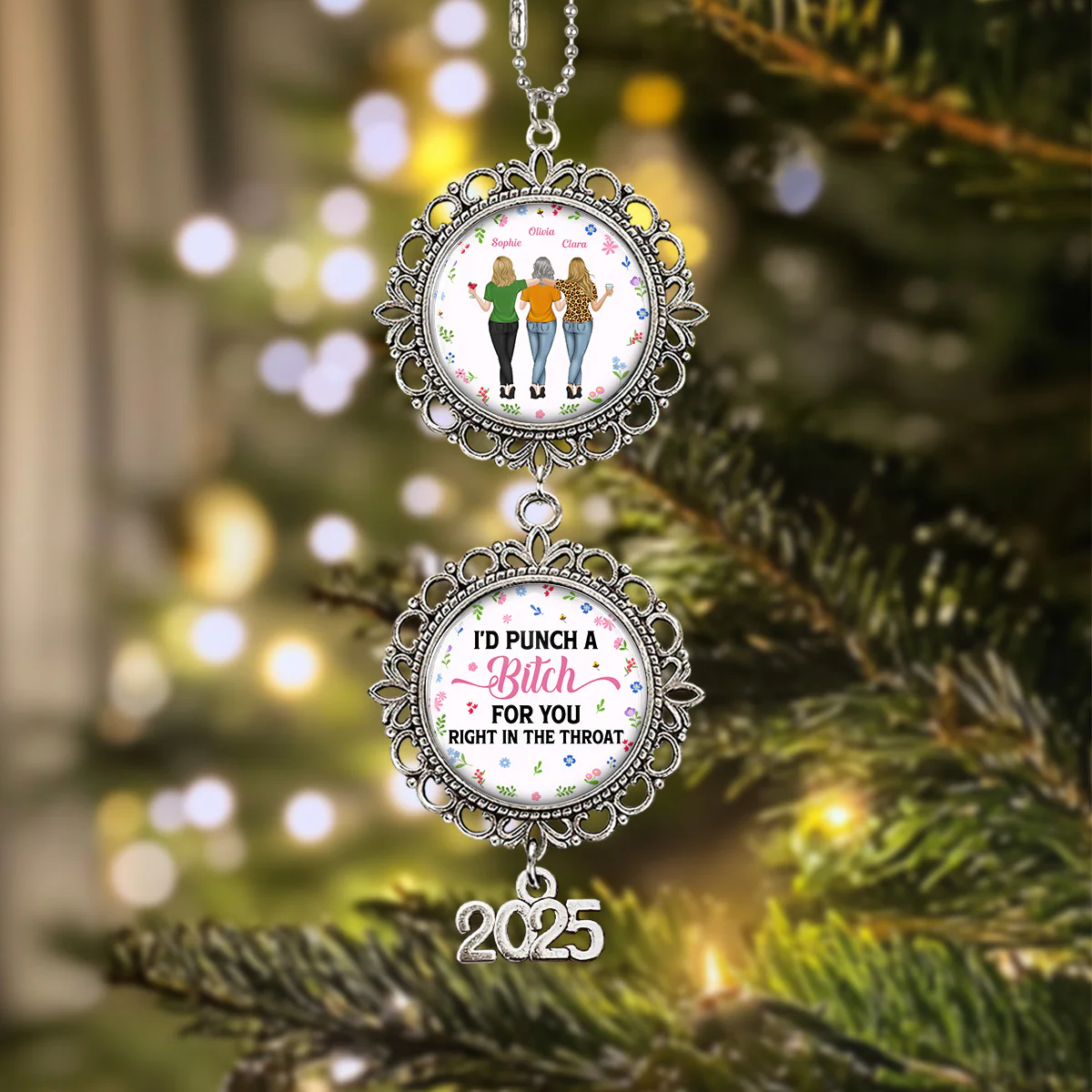 Punch Bitch Besties - Personalized Custom Charming Ornament - Image 3