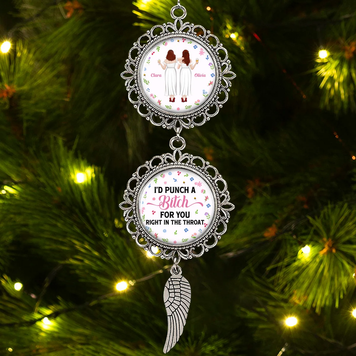 Punch Bitch Besties - Personalized Custom Charming Ornament - Image 8