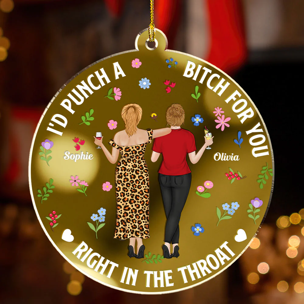 Punch Bitch Besties - Personalized Custom Mirrored Acrylic Ornament - Image 2
