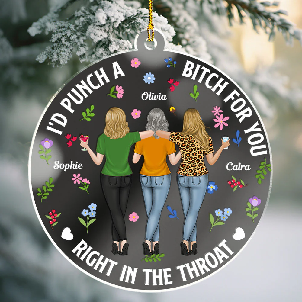 Punch Bitch Besties - Personalized Custom Mirrored Acrylic Ornament - Image 5