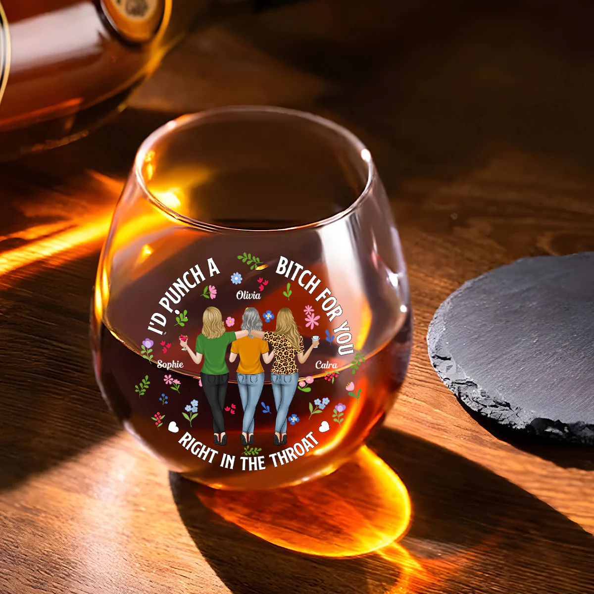 Punch Bitch Besties - Personalized Custom Wine Glass - Image 3