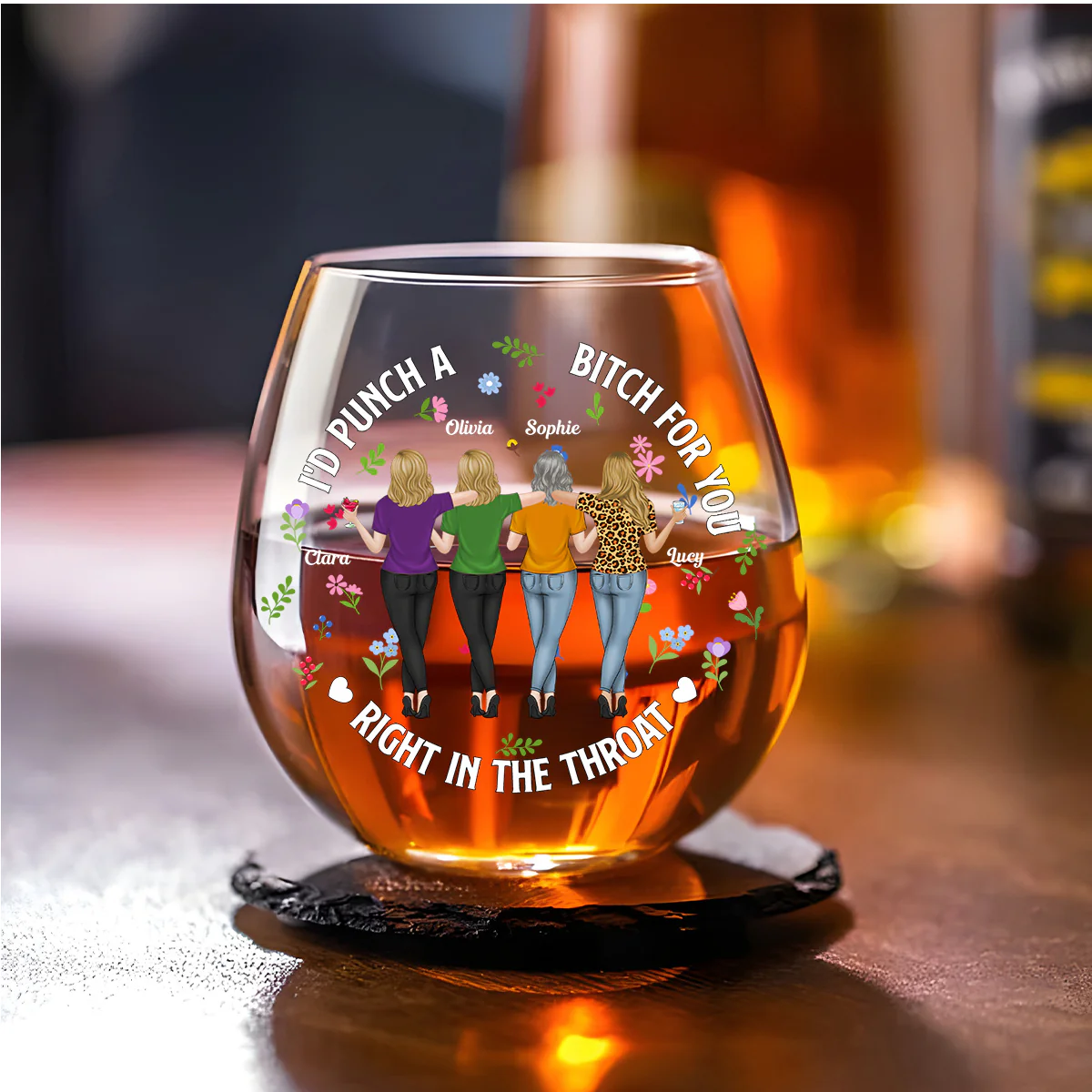 Punch Bitch Besties - Personalized Custom Wine Glass - Image 4