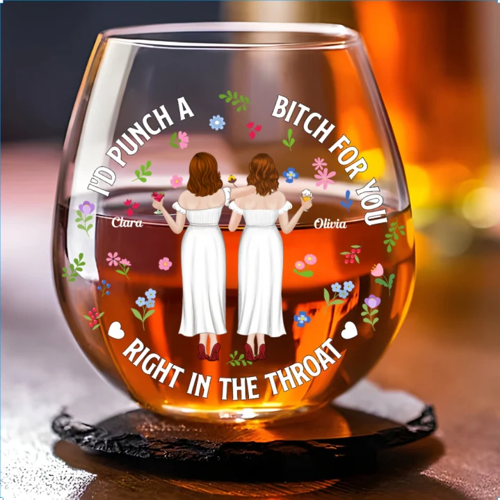 Punch Bitch Besties - Personalized Custom Wine Glass - Image 5
