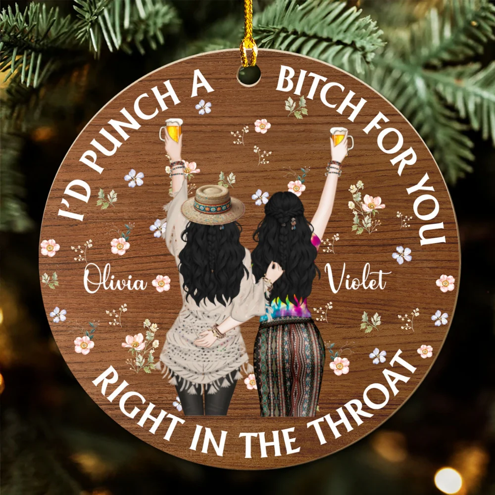 Punch Bitch Hippie Version - Personalized Custom Wood Ornament - Image 5