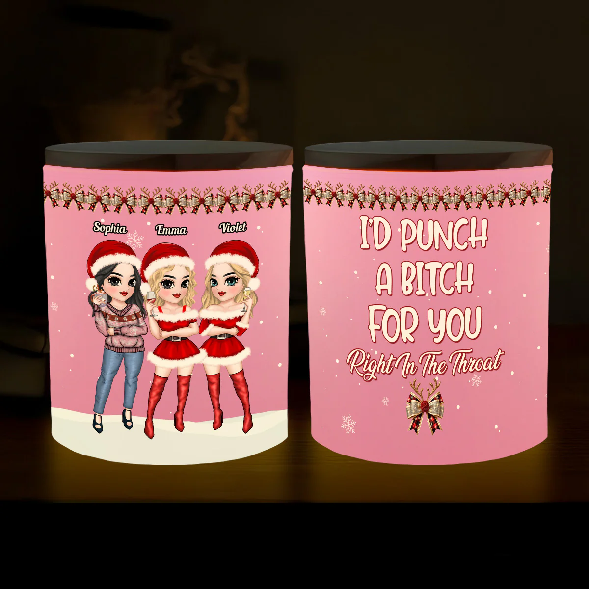 Punch Bitch - Personalized Custom Glass Jar With LED Candle - Image 4