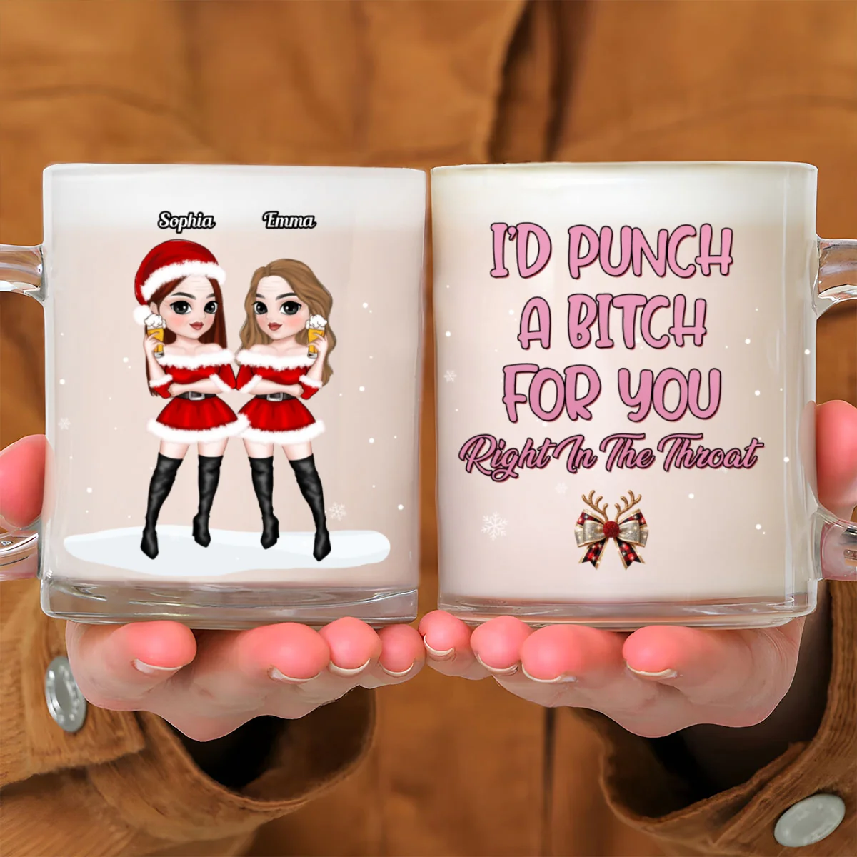 Punch Bitch - Personalized Custom Glass Mug - Image 6