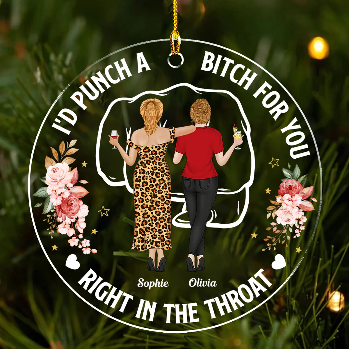 Punch For Bestfriend - Personalized Custom Acrylic Ornament - Image 2