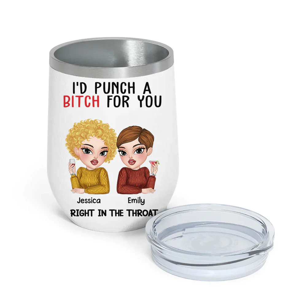 Punch For My Bestie - Personalized Custom Wine Tumbler - Image 2