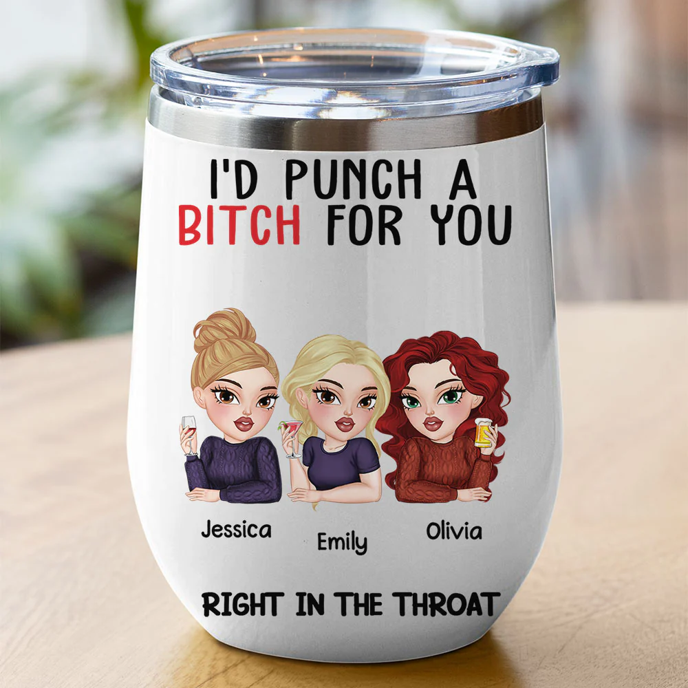 Punch For My Bestie - Personalized Custom Wine Tumbler - Image 3