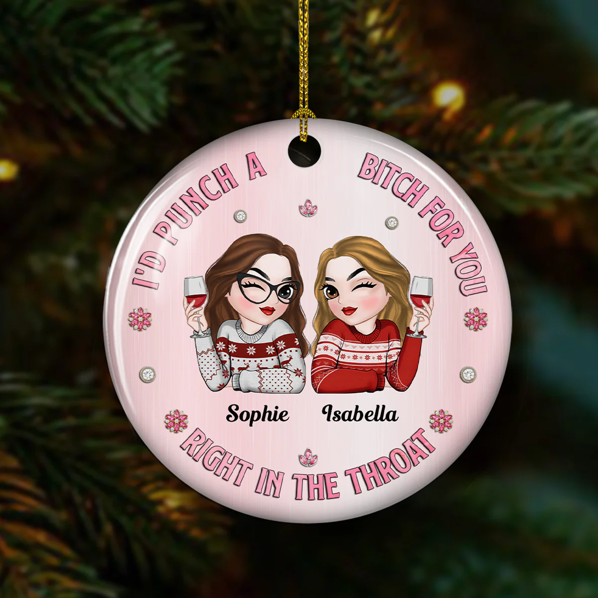 Punch For You Bitch - Personalized Custom Ceramic Ornament - Image 2