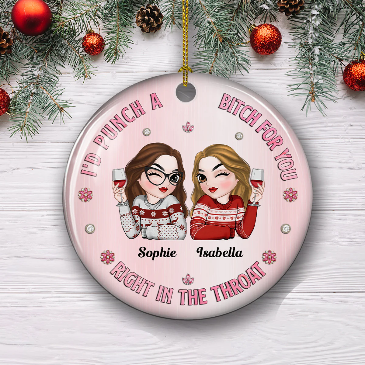 Punch For You Bitch - Personalized Custom Ceramic Ornament - Image 5