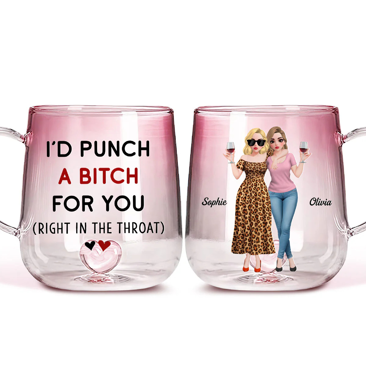 Punch For You Cartoonize - Personalized Custom Pink Gradient Glass Mug