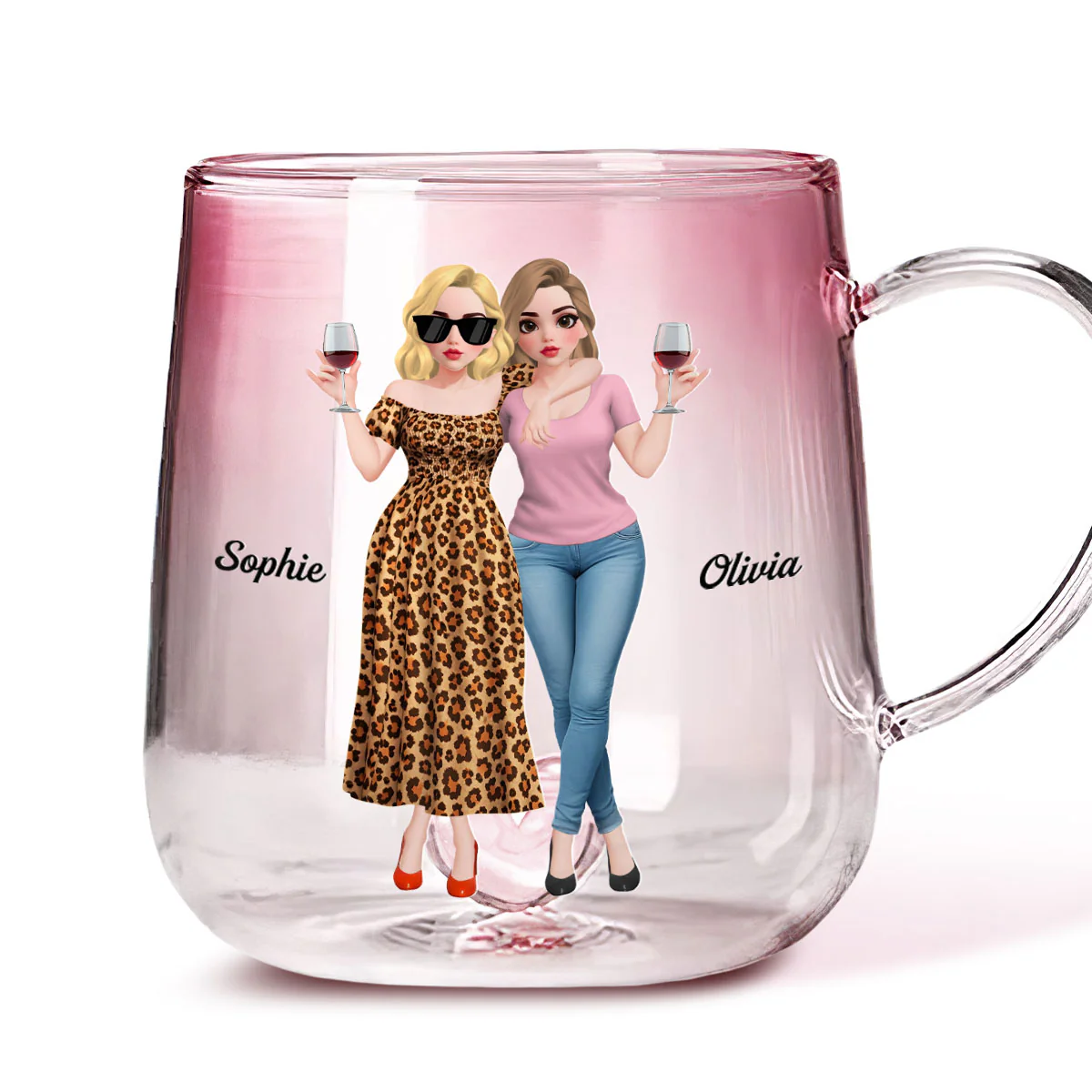 Punch For You Cartoonize - Personalized Custom Pink Gradient Glass Mug - Image 5