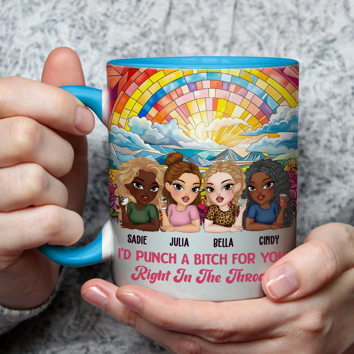 Punch For You My Bestie - Personalized Custom Accent Mug - Image 3