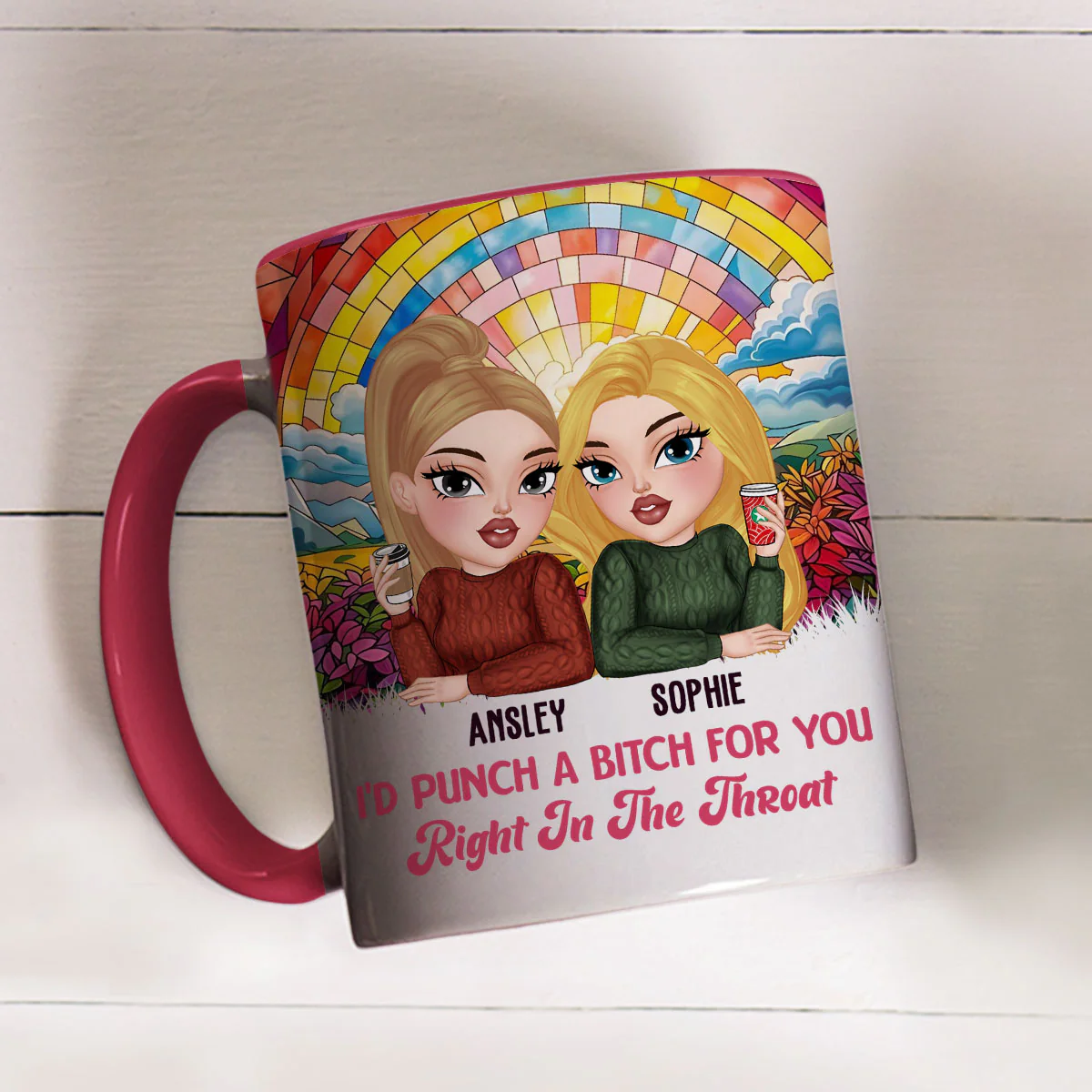 Punch For You My Bestie - Personalized Custom Accent Mug - Image 4