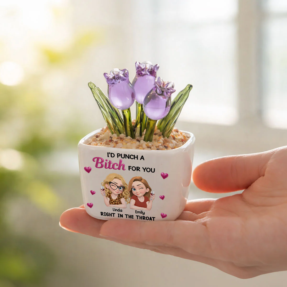 Punch For You My Girl - Personalized Custom Glass Everlasting Tulips - Image 4