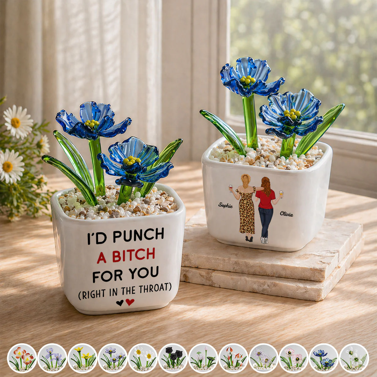 Punch For You - Personalized Custom Glass Birth Month Flower