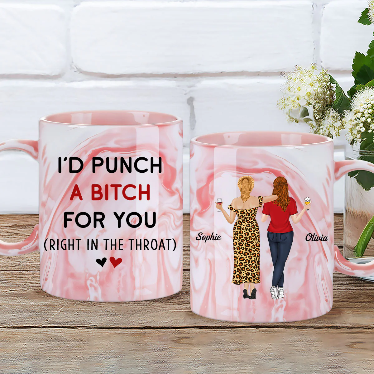 Punch For You - Personalized Custom Pink Marble Mug - Image 4