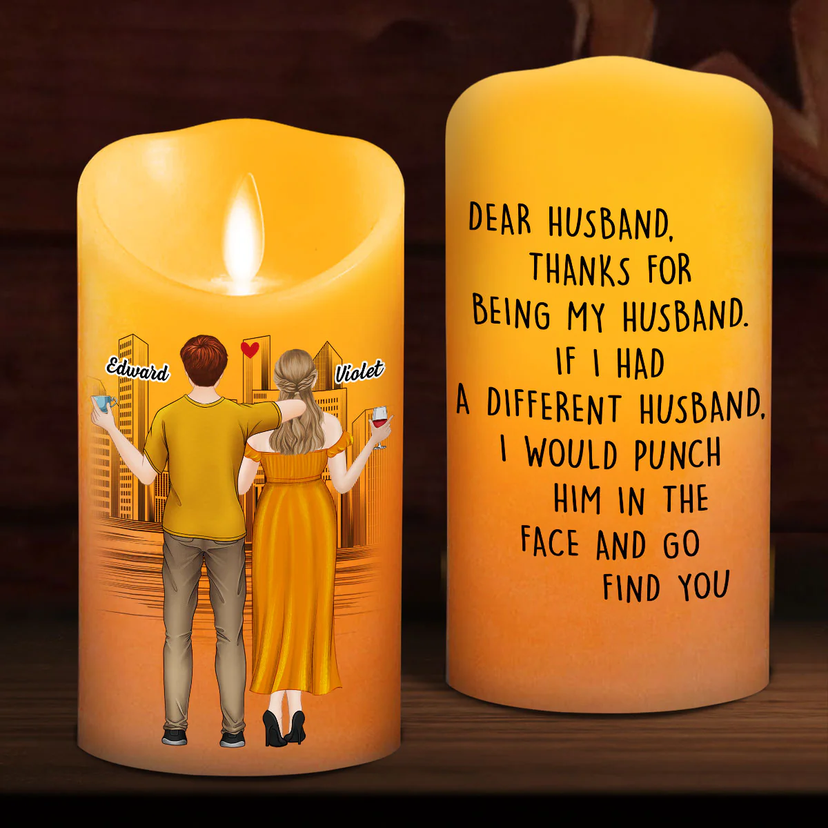 Punch Him In The Face And Go Find You - Personalized Custom LED Candle - Image 3
