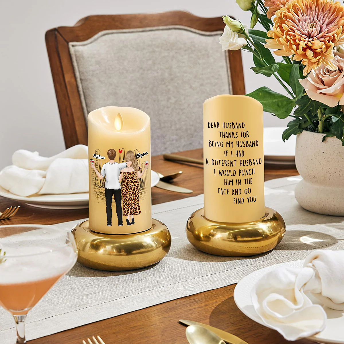 Punch Him In The Face And Go Find You - Personalized Custom LED Candle - Image 4