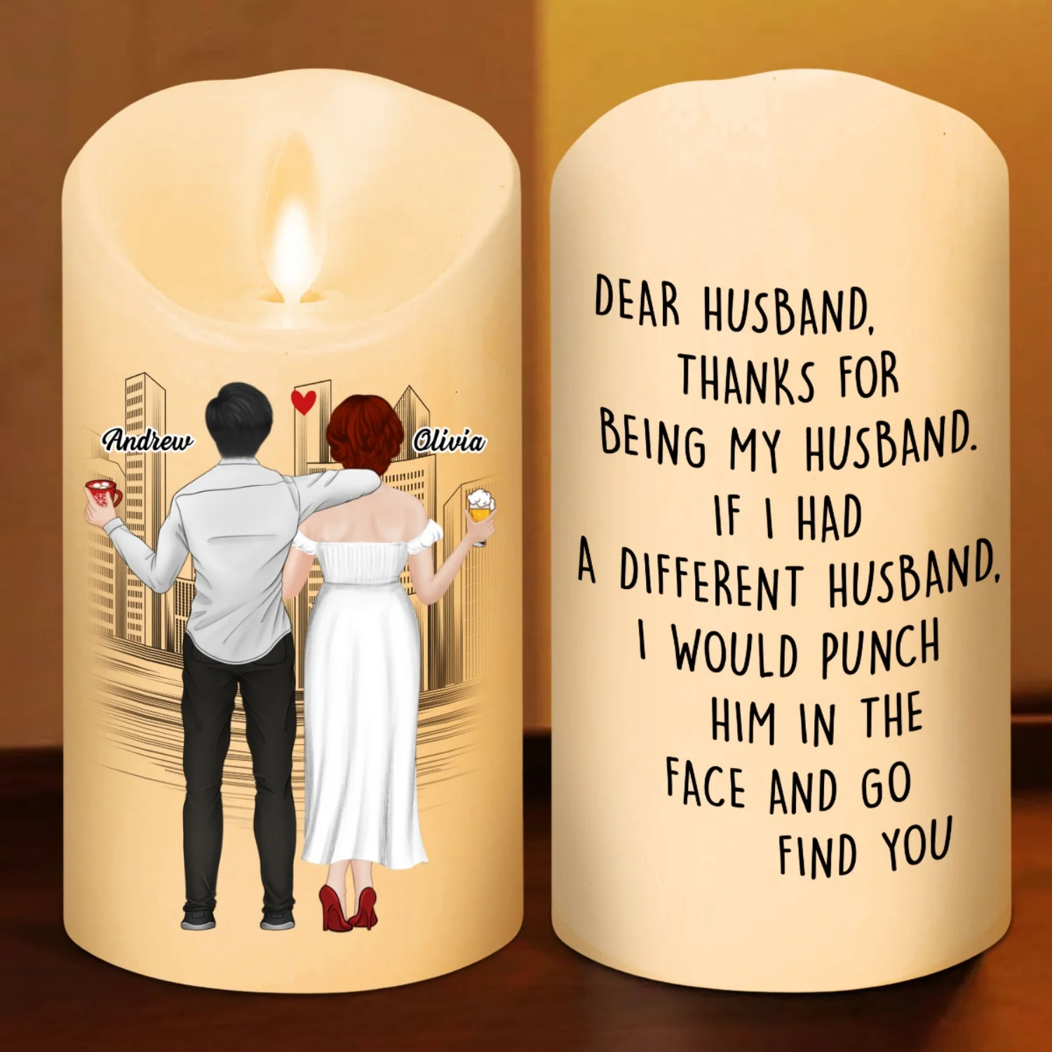 Punch Him In The Face And Go Find You - Personalized Custom LED Candle - Image 6