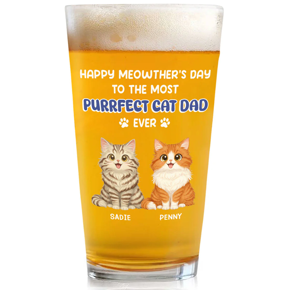 Purrfect Cat Daddy Of Us - Personalized Custom Beer Glass