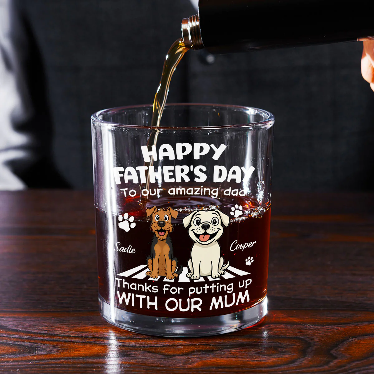 Putting Up With Funny Dad - Personalized Custom Whiskey Glass - Image 2