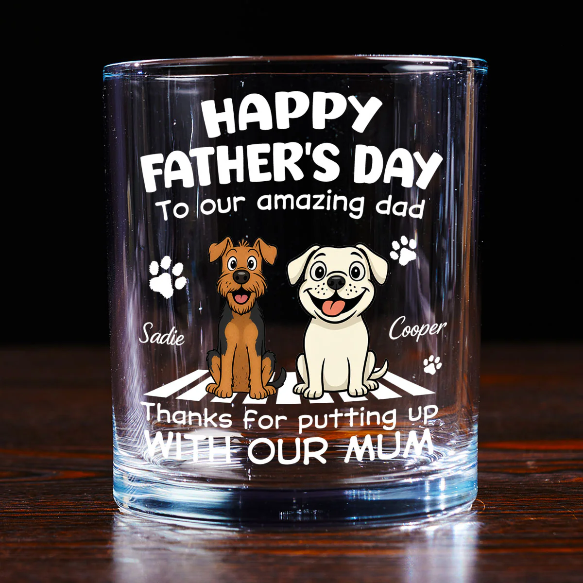 Putting Up With Funny Dad - Personalized Custom Whiskey Glass - Image 3