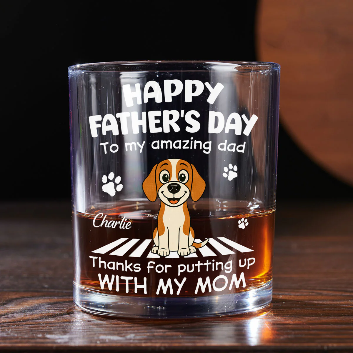 Putting Up With Funny Dad - Personalized Custom Whiskey Glass - Image 4