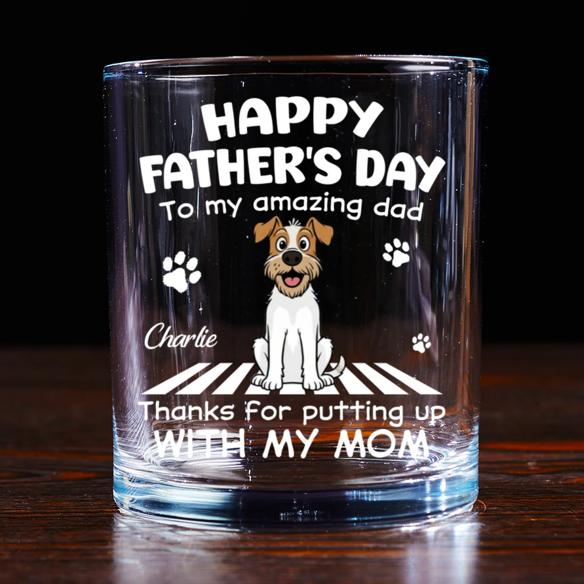Putting Up With Funny Dad - Personalized Custom Whiskey Glass - Image 7