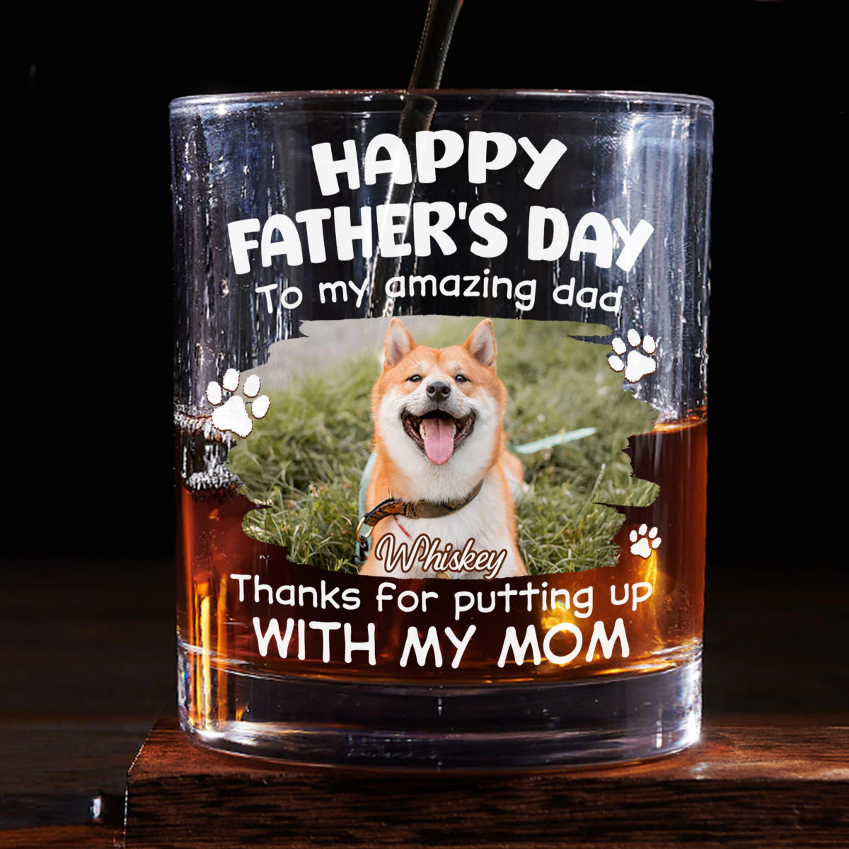 Putting Up With Funny Dad Photo - Personalized Custom Whiskey Glass