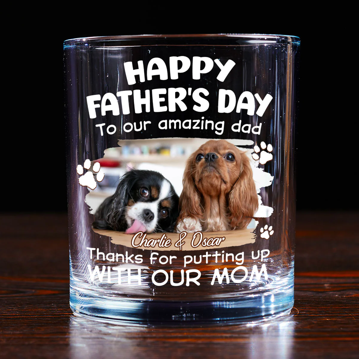 Putting Up With Funny Dad Photo - Personalized Custom Whiskey Glass - Image 3