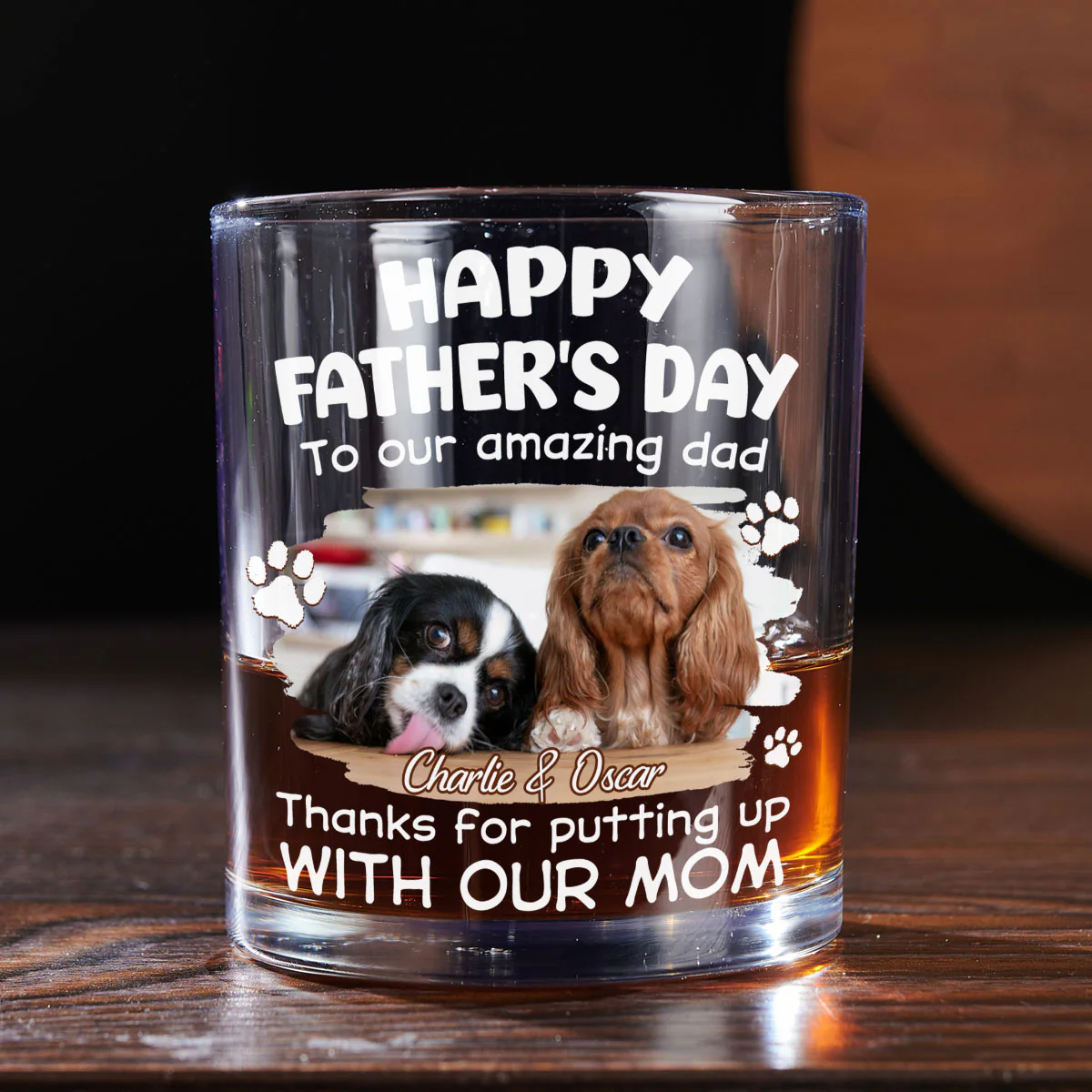 Putting Up With Funny Dad Photo - Personalized Custom Whiskey Glass - Image 4
