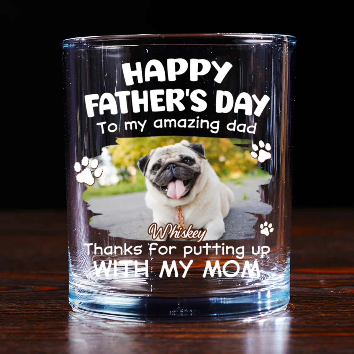 Putting Up With Funny Dad Photo - Personalized Custom Whiskey Glass - Image 7