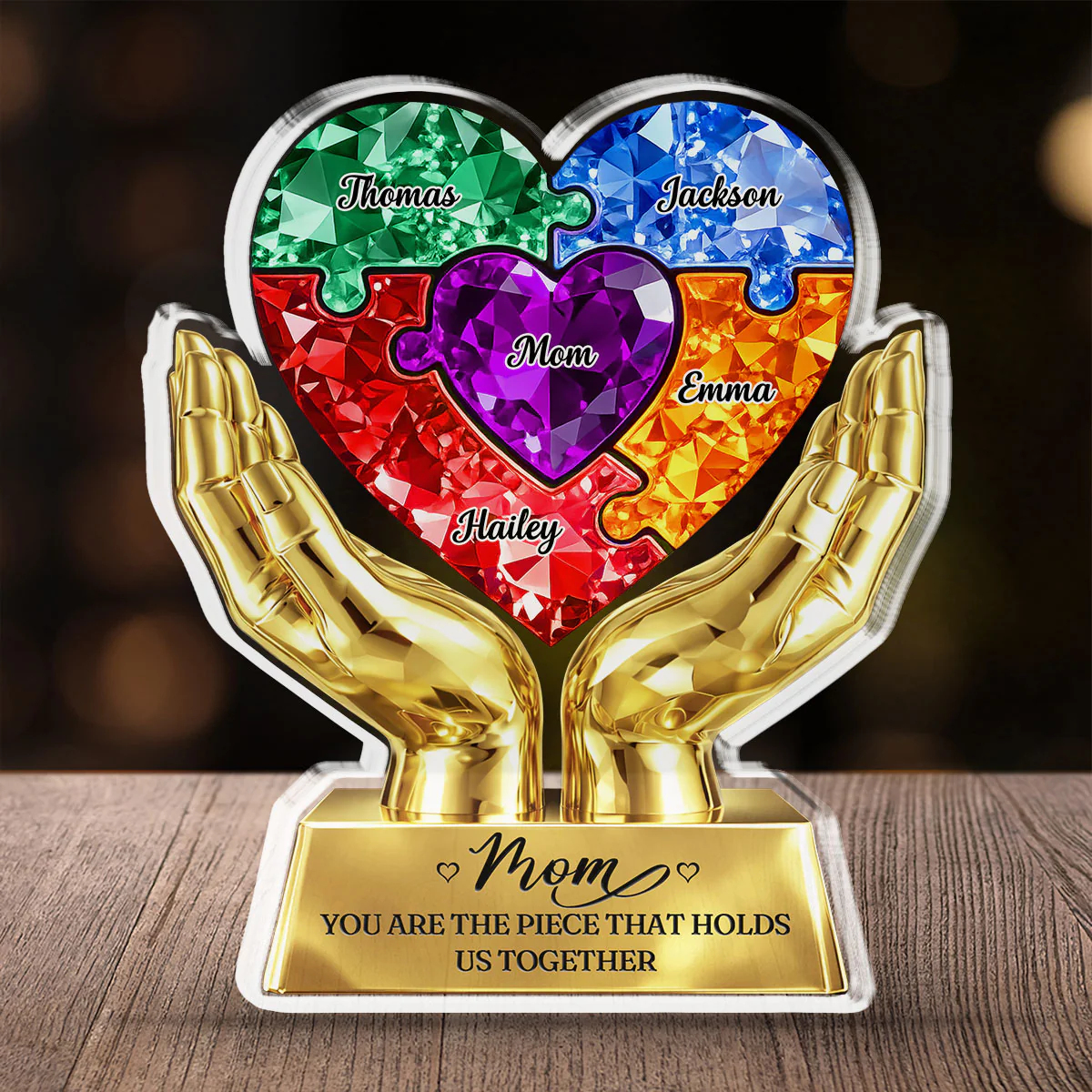Puzzle Heart - Personalized Custom Acrylic Plaque 