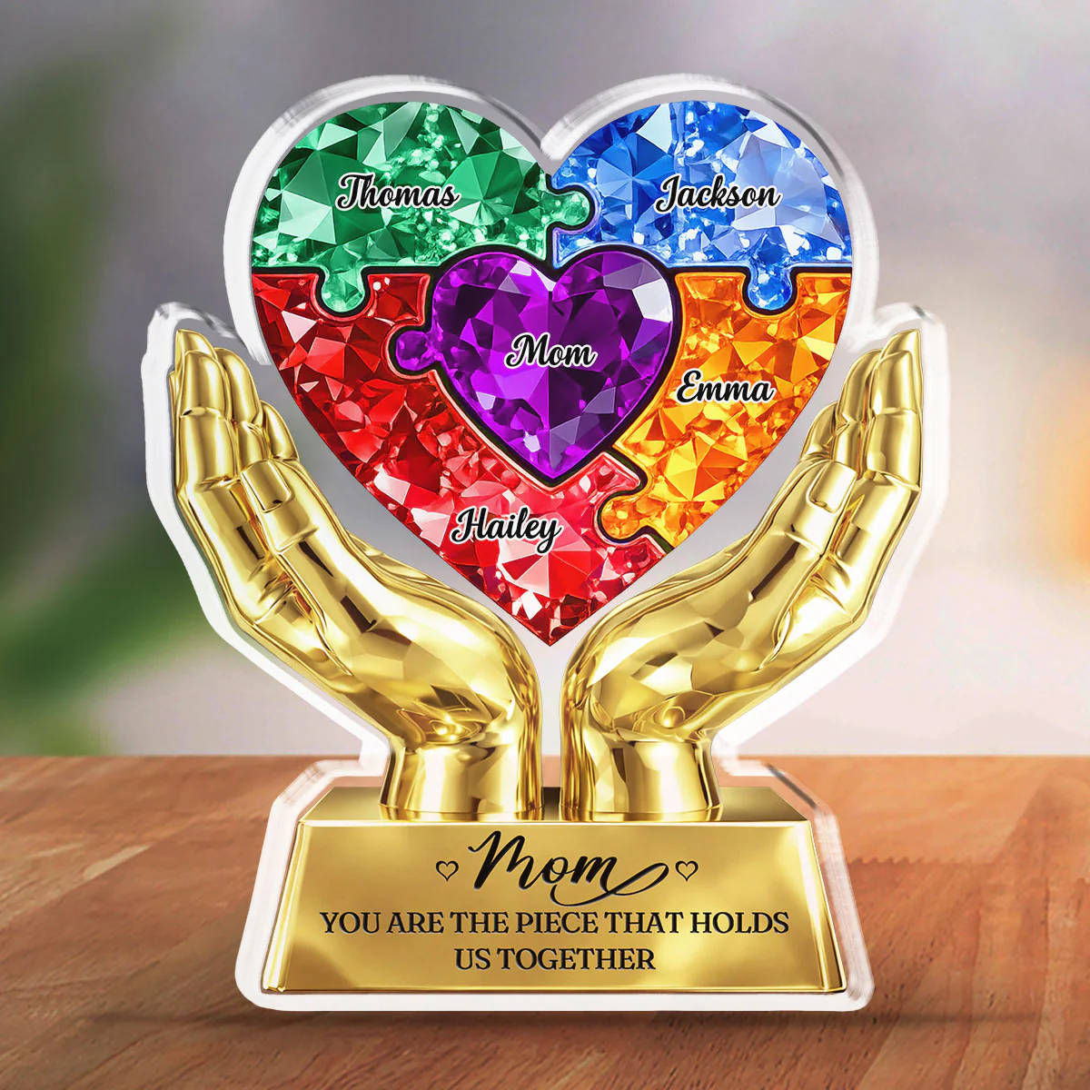Puzzle Heart - Personalized Custom Acrylic Plaque  - Image 2