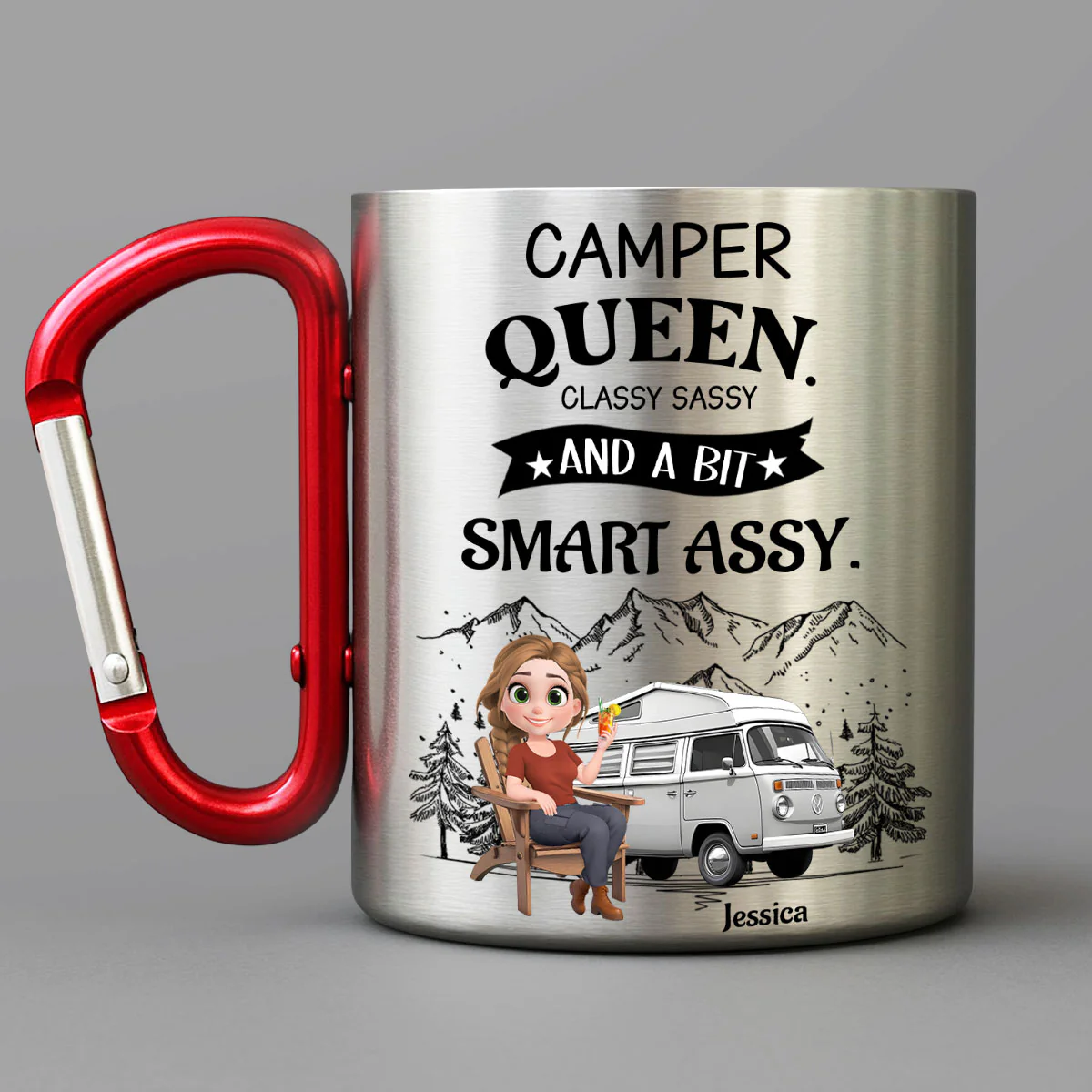 Queen Of The Campsite - Personalized Custom Carabiner Mug - Image 2