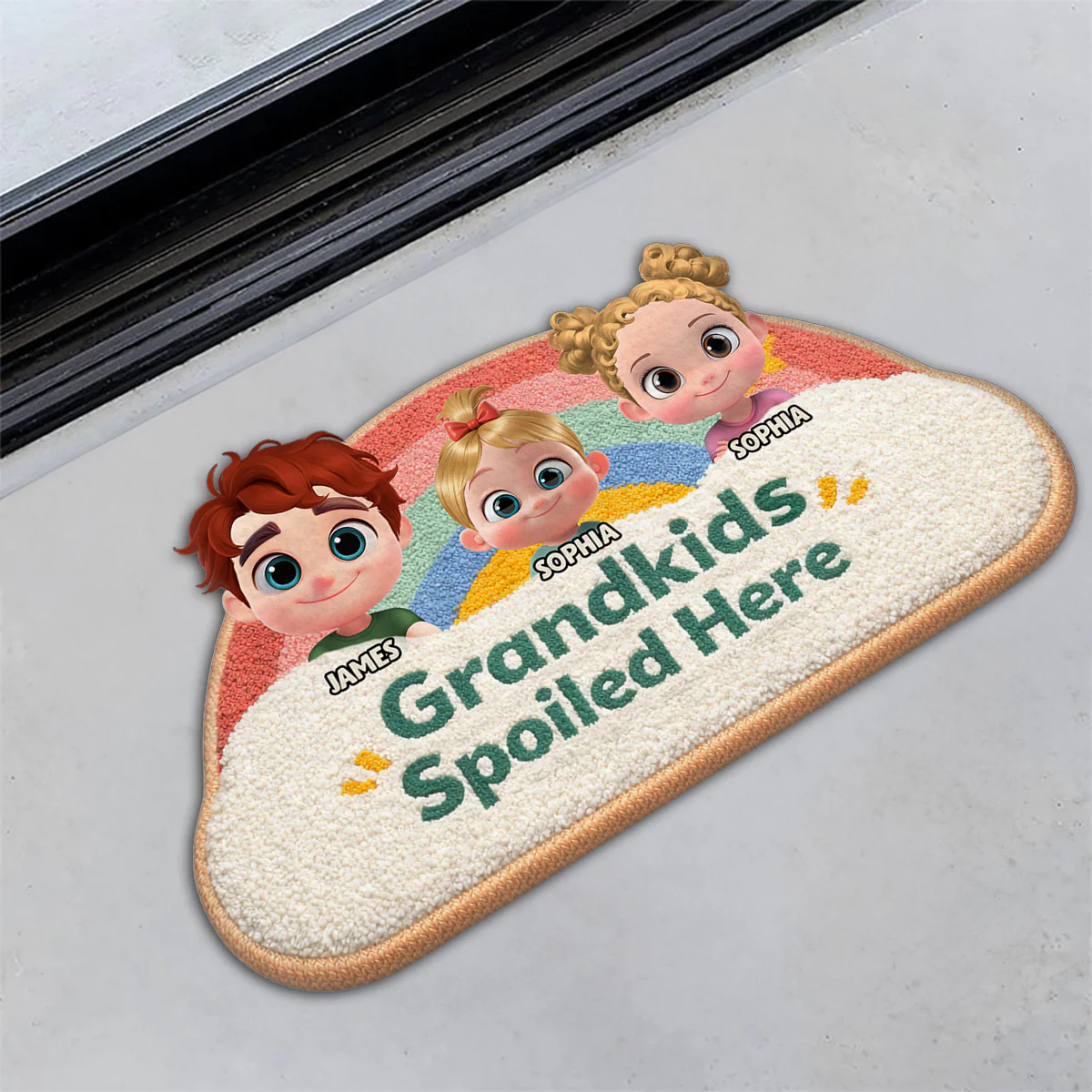 Rainbow Grandkids - Personalized Custom Doormat - Image 3