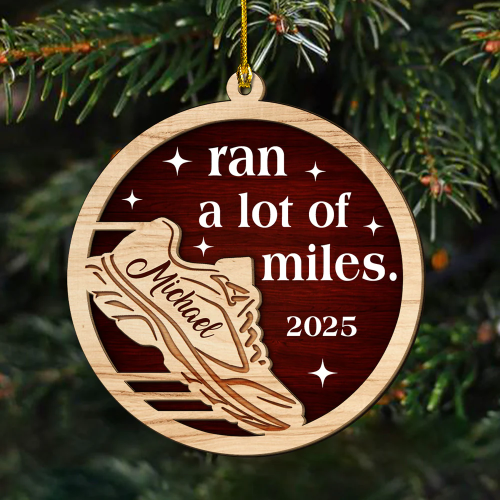 Ran A Lot Of Miles - Personalized Custom 2-layer Wood Ornament - Image 2