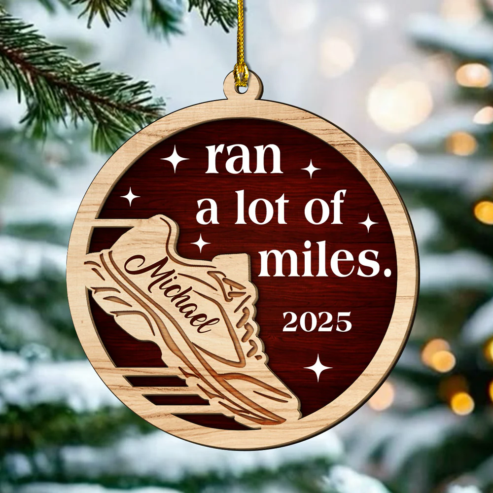 Ran A Lot Of Miles - Personalized Custom 2-layer Wood Ornament - Image 3