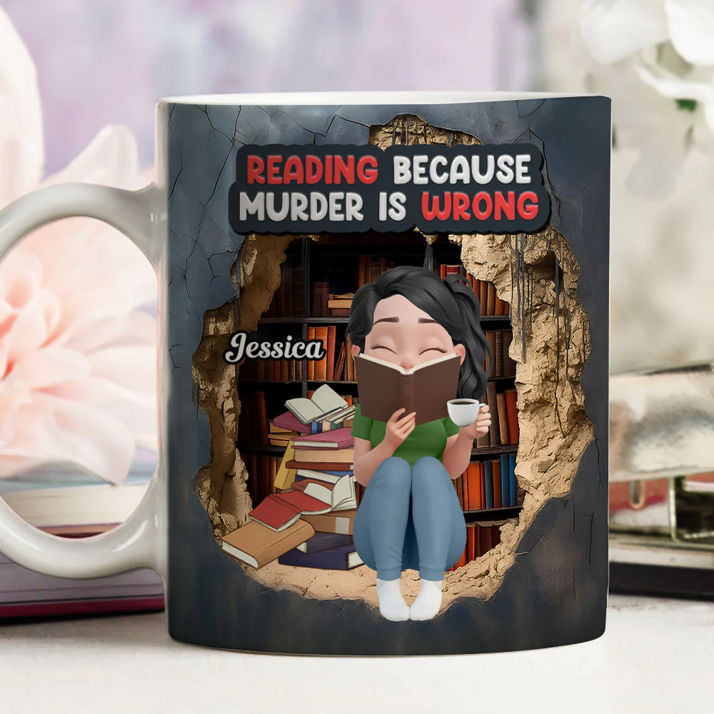 Reading Keeps Me Outta Prison - Personalized Custom Coffee Mug - Image 3
