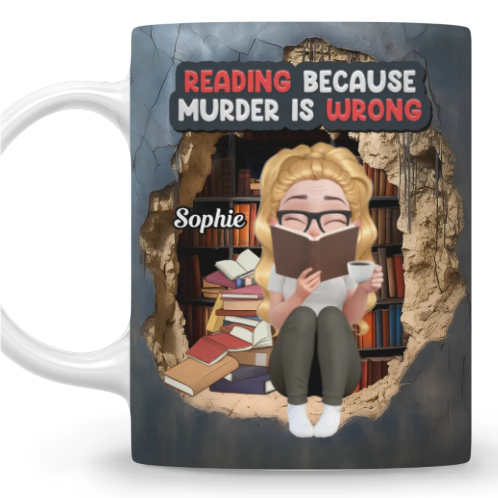 Reading Keeps Me Outta Prison - Personalized Custom Coffee Mug - Image 5