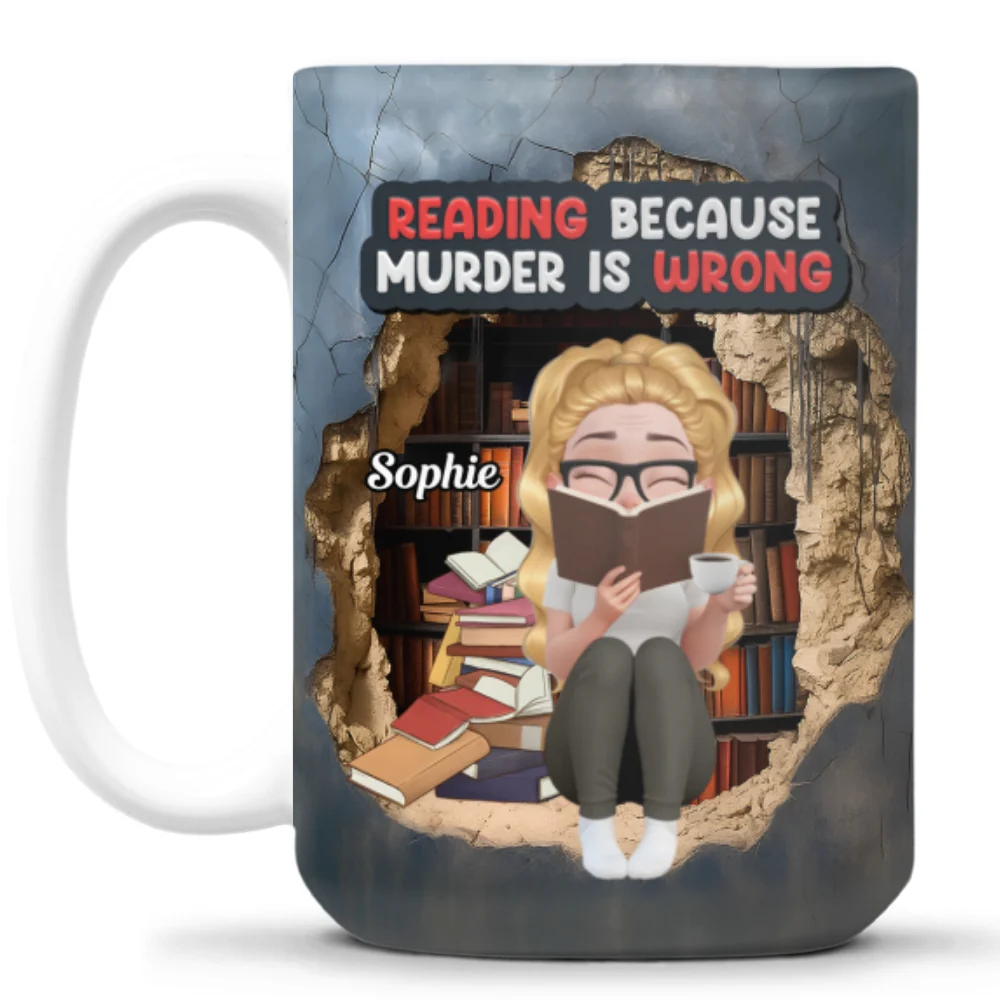 Reading Keeps Me Outta Prison - Personalized Custom Coffee Mug - Image 8