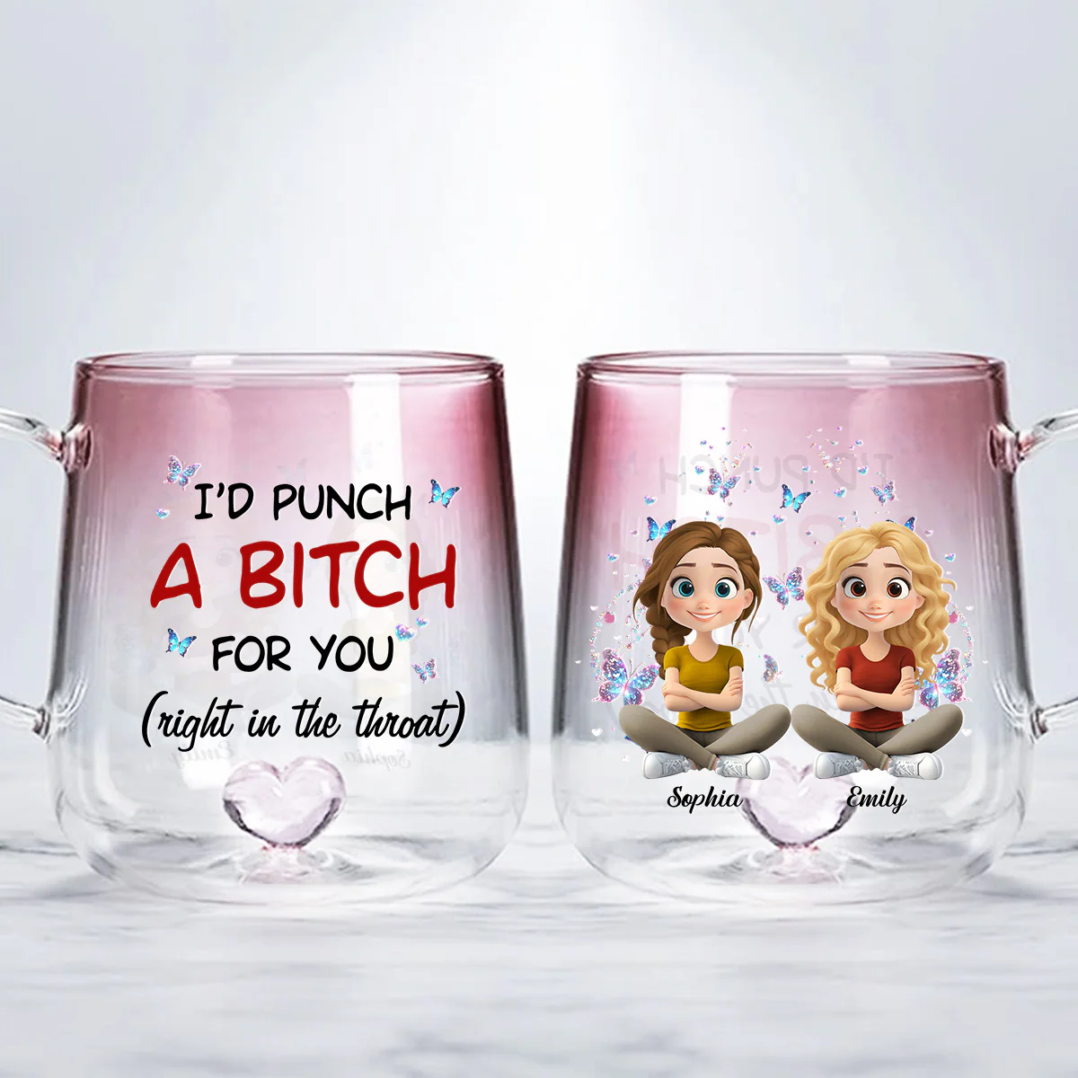 Real Talk Best Friend - Personalized Custom Pink Gradient Glass Mug - Image 2