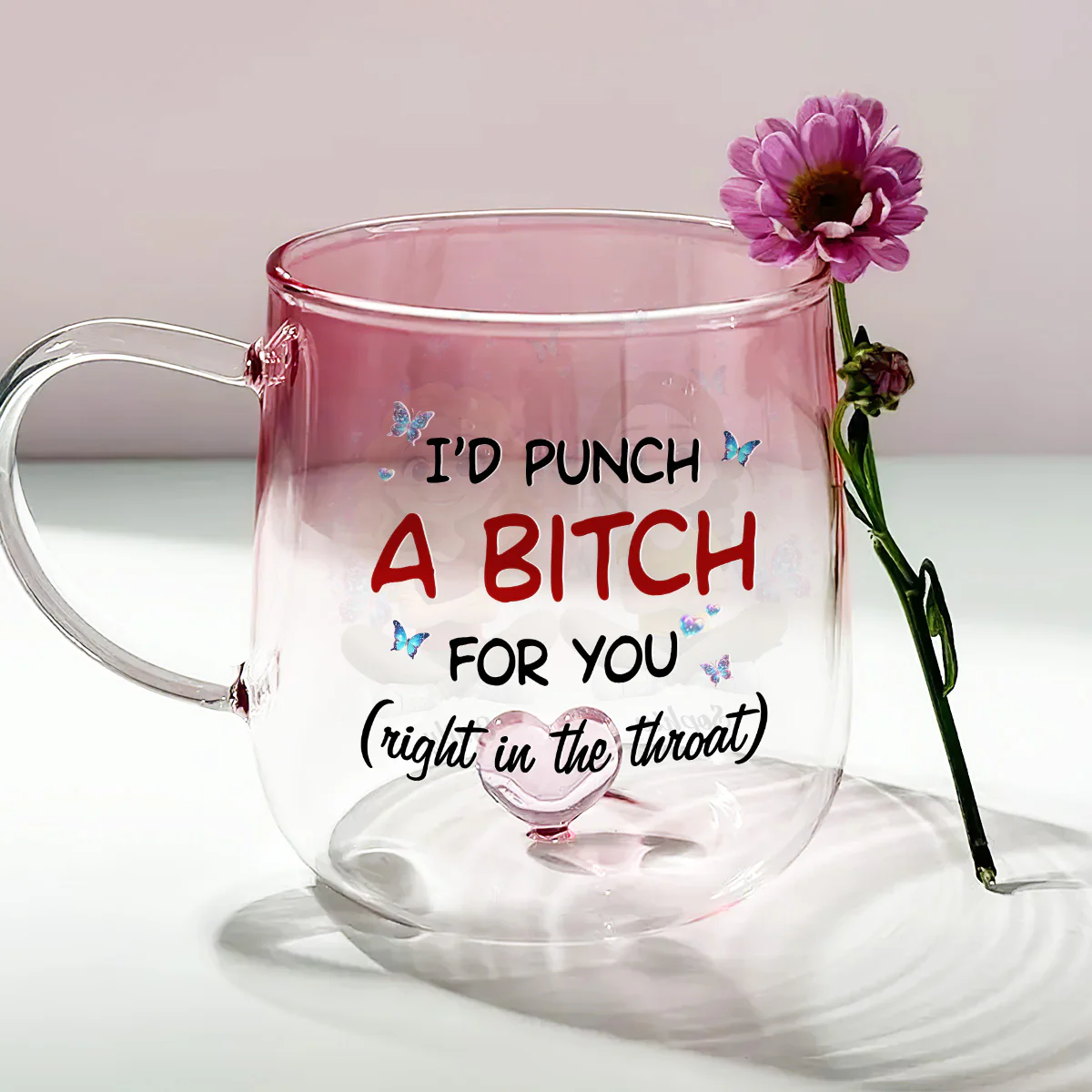 Real Talk Best Friend - Personalized Custom Pink Gradient Glass Mug - Image 3
