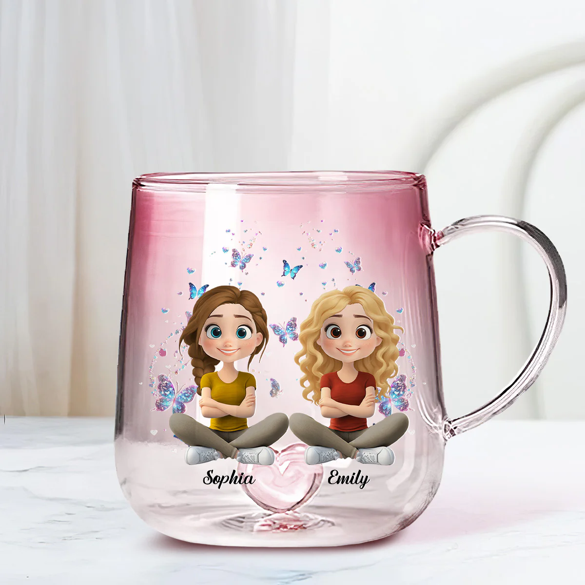 Real Talk Best Friend - Personalized Custom Pink Gradient Glass Mug - Image 4
