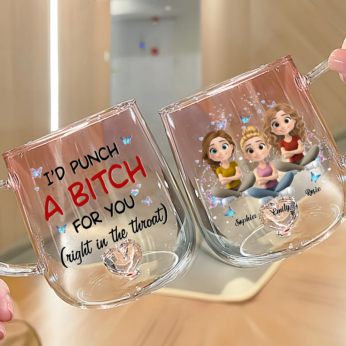 Real Talk Best Friend - Personalized Custom Pink Gradient Glass Mug - Image 5