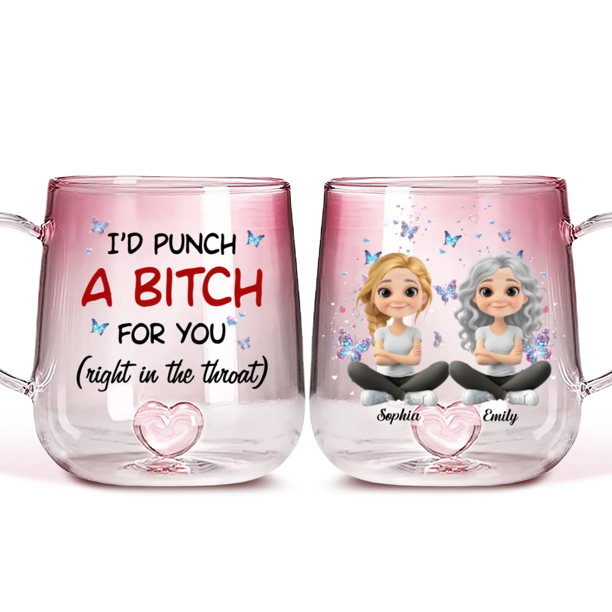 Real Talk Best Friend - Personalized Custom Pink Gradient Glass Mug - Image 7