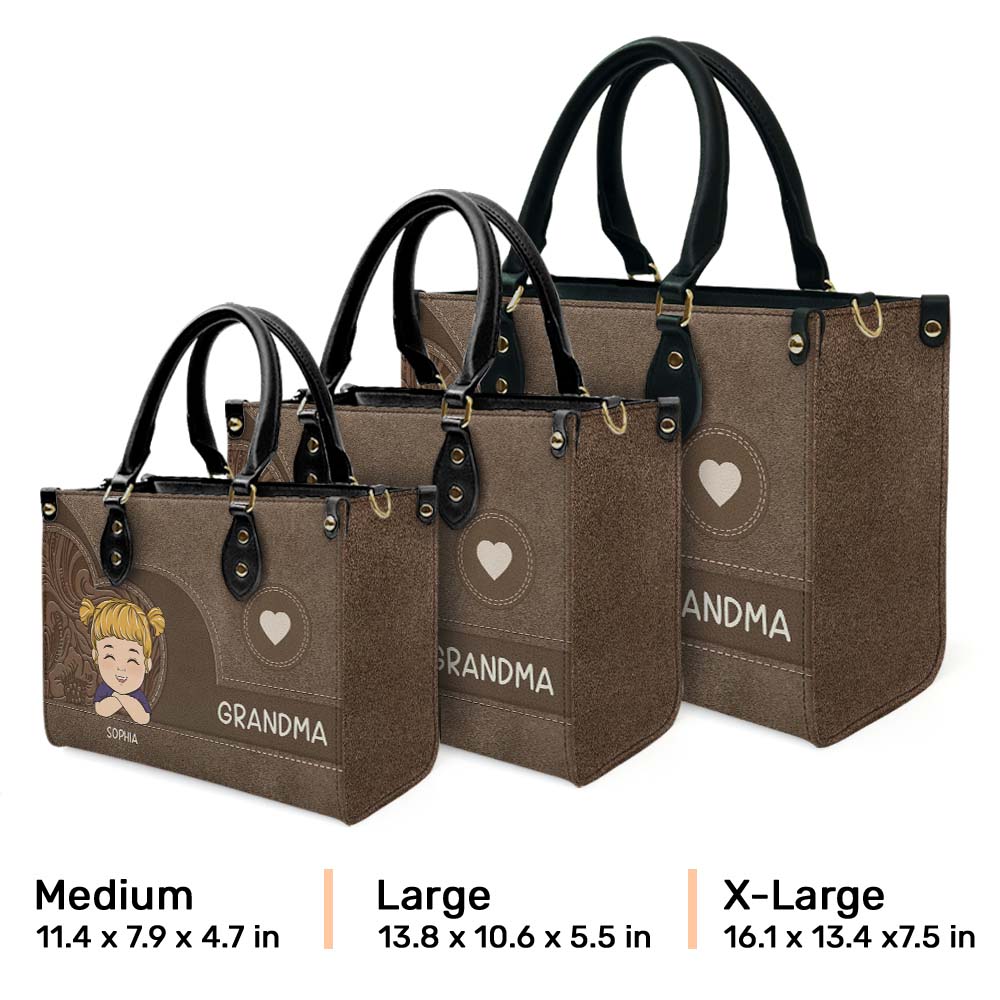 Reason I love Being Grandma - Personalized Leather Bag - Image 2