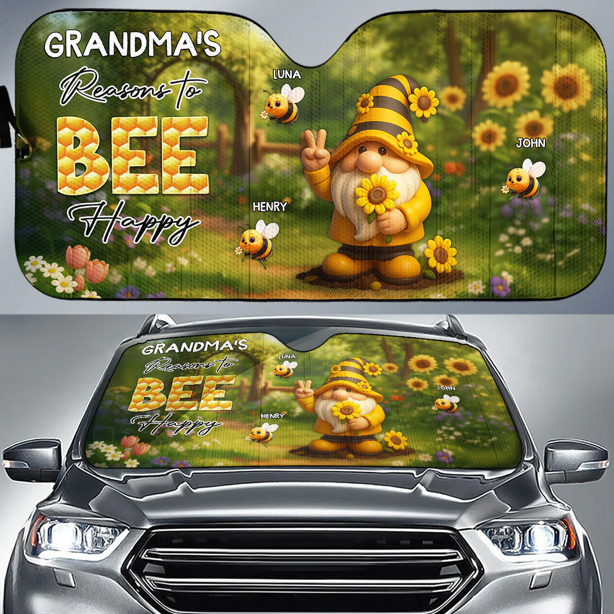Reason To Be Happy - Personalized Custom Car Sunshade - Image 4
